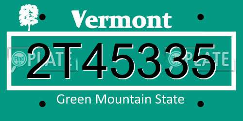 2T45335 Vermont License Plate