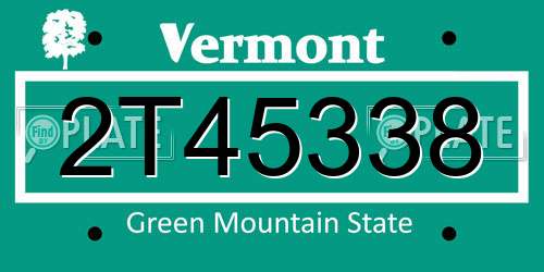2T45338 Vermont License Plate