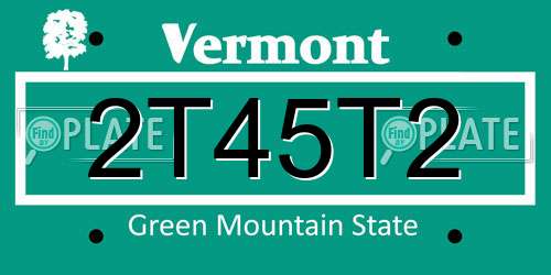 2T45T2 Vermont License Plate
