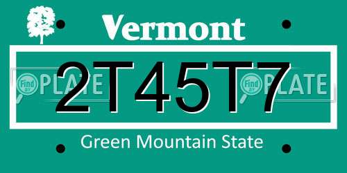 2T45T7 Vermont License Plate