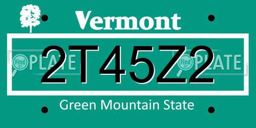 2T45Z2 Vermont License Plate