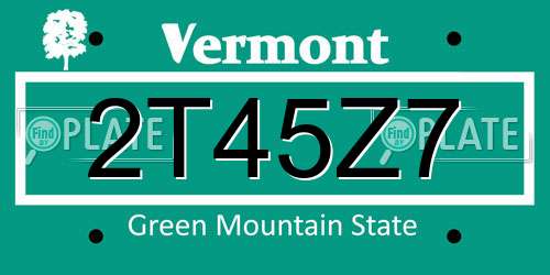 2T45Z7 Vermont License Plate
