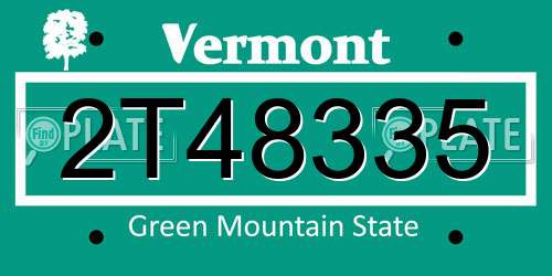 2T48335 Vermont License Plate