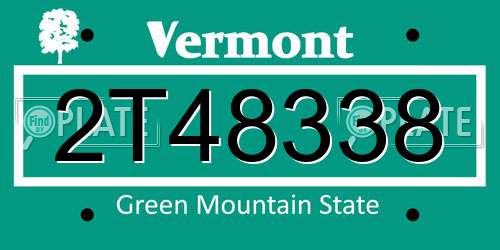 2T48338 Vermont License Plate