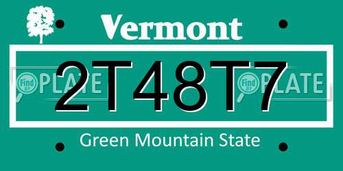 2T48T7 Vermont License Plate