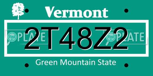 2T48Z2 Vermont License Plate