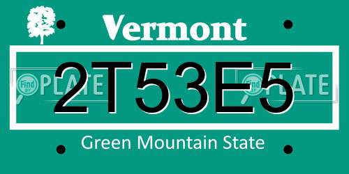 2T53E5 Vermont License Plate
