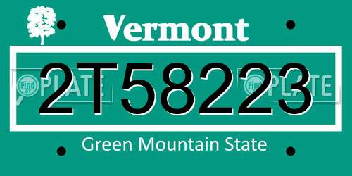 2T58223 Vermont License Plate