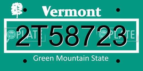 2T58723 Vermont License Plate