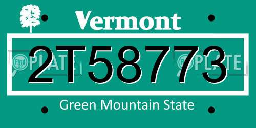 2T58773 Vermont License Plate