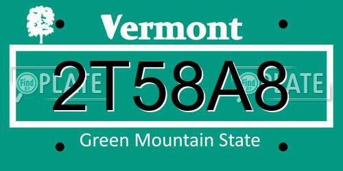 2T58A8 Vermont License Plate