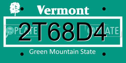 2T68D4 Vermont License Plate