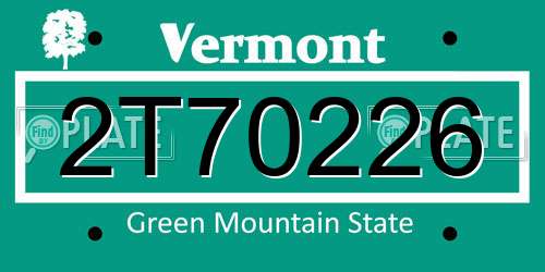 2T70226 Vermont License Plate