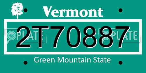 2T70887 Vermont License Plate