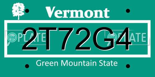 2T72G4 Vermont License Plate