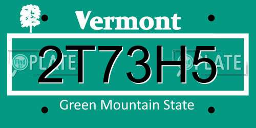 2T73H5 Vermont License Plate