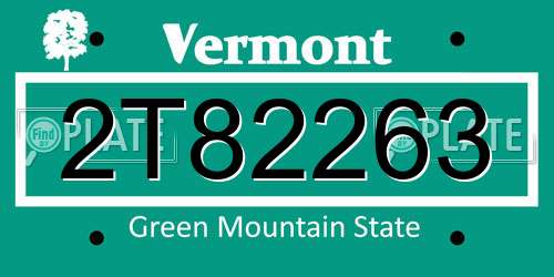 2T82263 Vermont License Plate