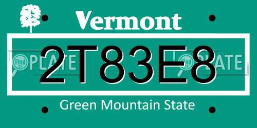 2T83E8 Vermont License Plate