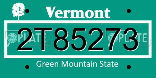 2T85273 Vermont License Plate