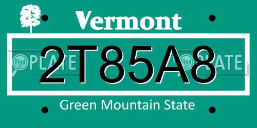 2T85A8 Vermont License Plate