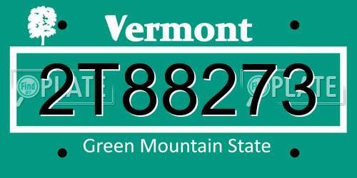 2T88273 Vermont License Plate