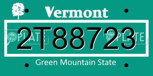 2T88723 Vermont License Plate
