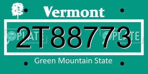 2T88773 Vermont License Plate