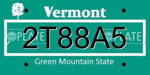 2T88A5 Vermont License Plate