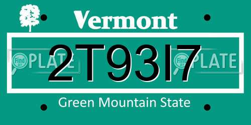 2T93I7 Vermont License Plate