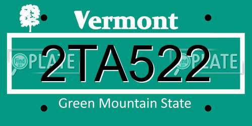 2TA522 Vermont License Plate