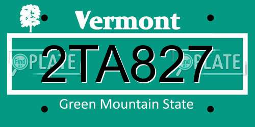 2TA827 Vermont License Plate