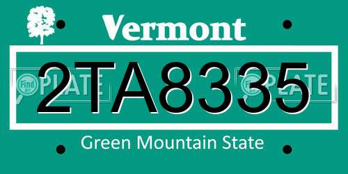 2TA8335 Vermont License Plate
