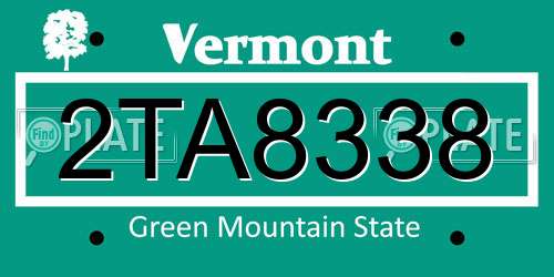 2TA8338 Vermont License Plate