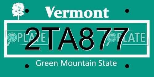 2TA877 Vermont License Plate