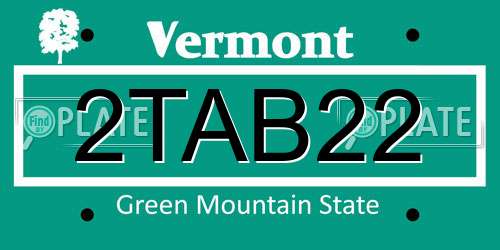 2TAB22 Vermont License Plate