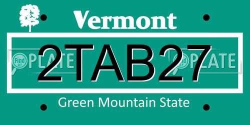 2TAB27 Vermont License Plate
