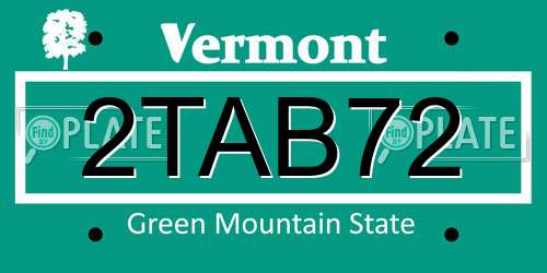 2TAB72 Vermont License Plate
