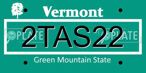 2TAS22 Vermont License Plate