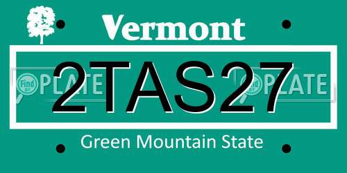 2TAS27 Vermont License Plate