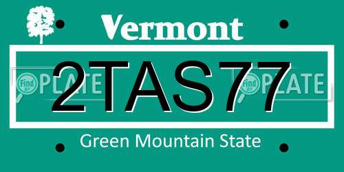 2TAS77 Vermont License Plate