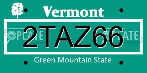 2TAZ66 Vermont License Plate