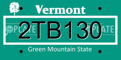 2TB130 Vermont License Plate