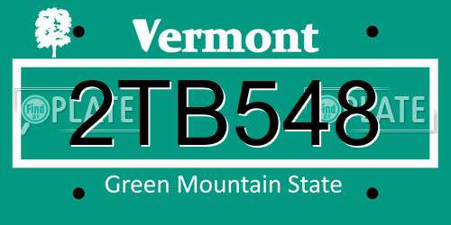 2TB548 Vermont License Plate