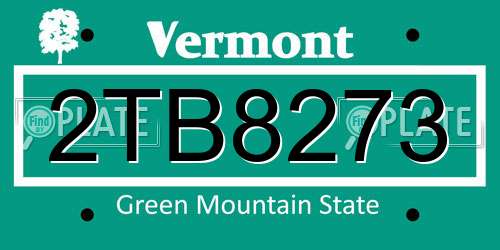 2TB8273 Vermont License Plate