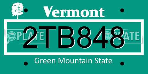 2TB848 Vermont License Plate