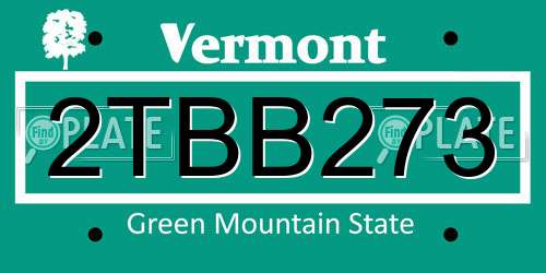 2TBB273 Vermont License Plate