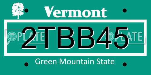 2TBB45 Vermont License Plate