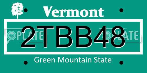 2TBB48 Vermont License Plate
