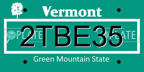 2TBE35 Vermont License Plate