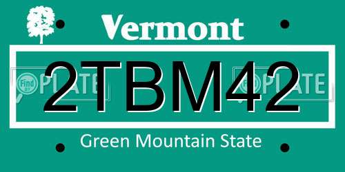 2TBM42 Vermont License Plate